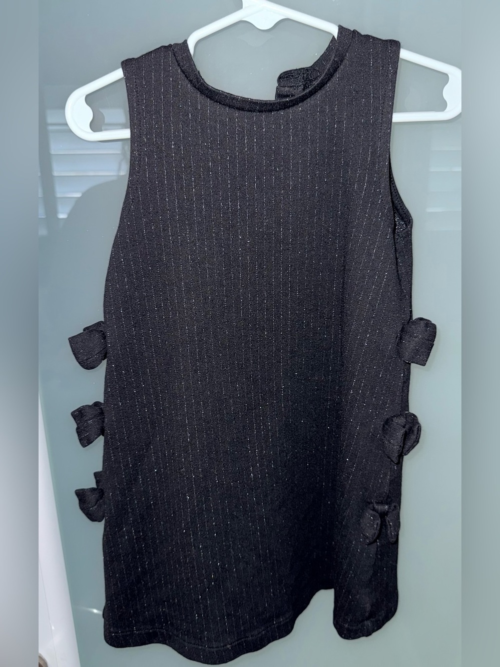 Zara Black Sleeveless Shift Dress with Side Bow Accents